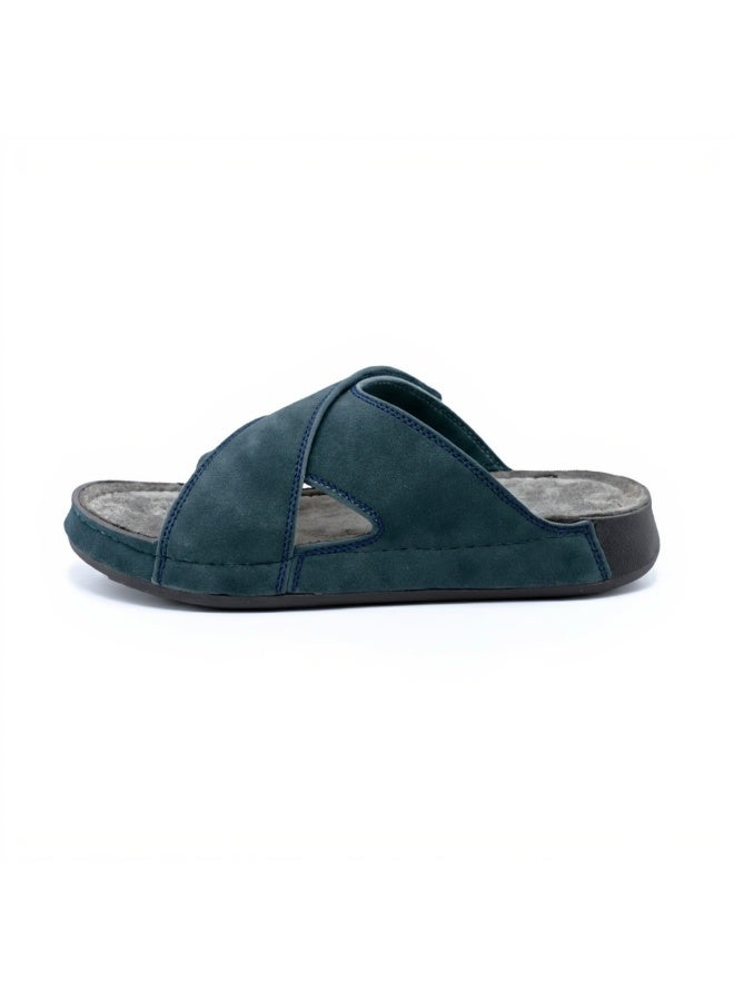 Stylish men's slippers with a modern and comfortable design – genuine leather and non-slip orthopedic sole, available in various sizes and colors. - Image 1